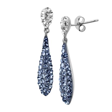 Crystaluxe Drop Earrings With Purple White Swarovski Crystals In Crystaluxe Drop Earrings With Purple