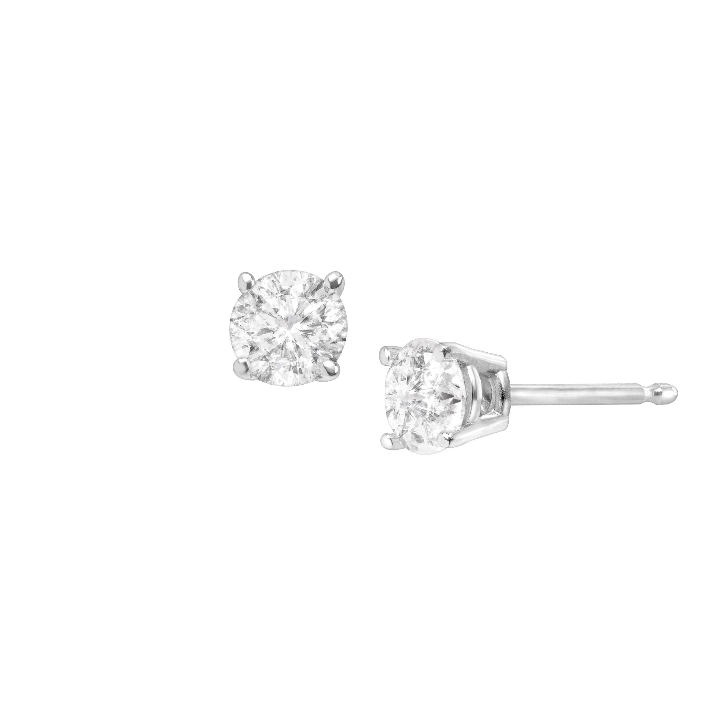 1 2 Ct Round Cut Diamond Stud Earrings In 14k White Gold 1 2 Ct Round Cut Diamond Stud Earrings In 14k White Gold