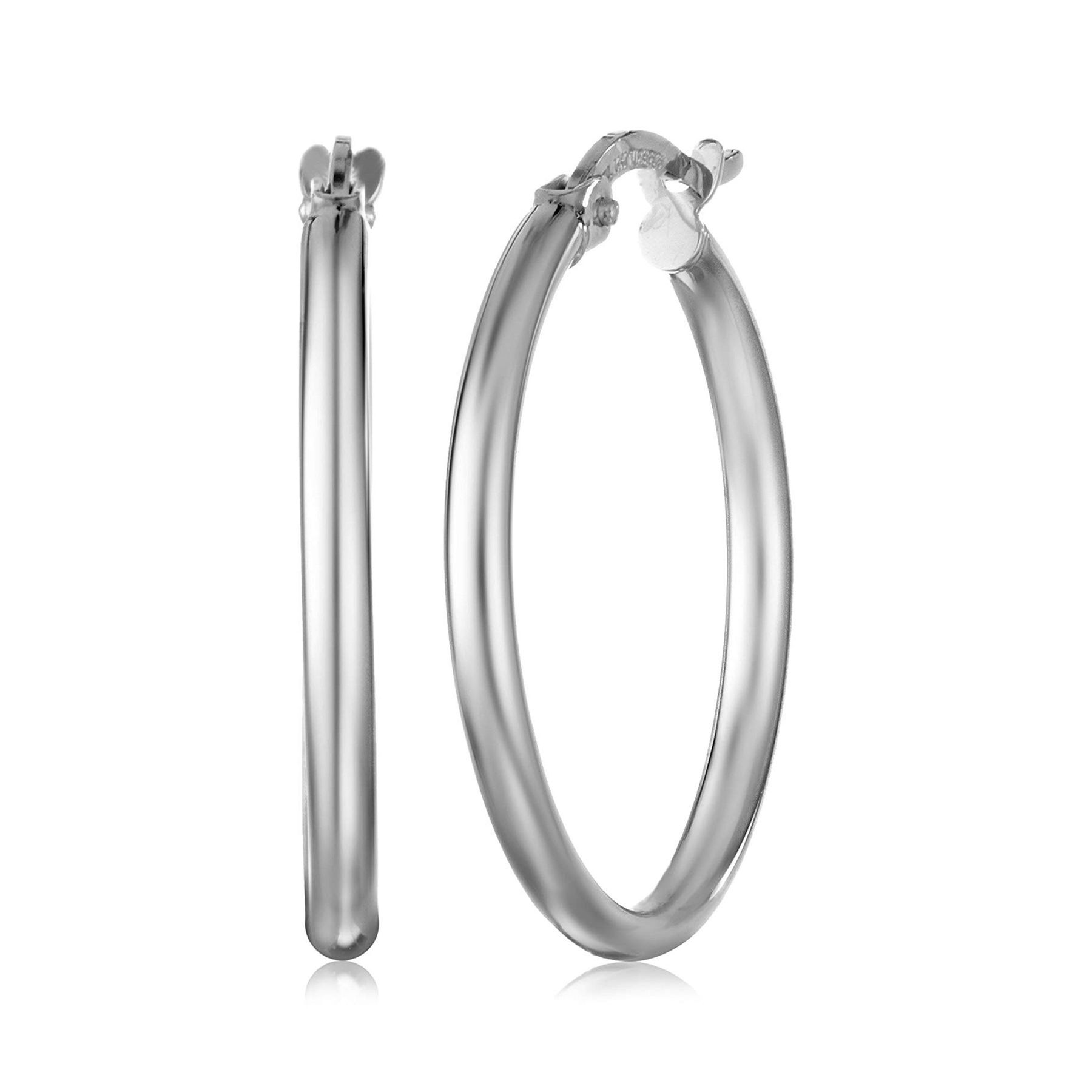 Eternity Gold 20 Mm Clic Hoop Earrings In 14k White Eternity Gold 20 Mm Clic Hoop Earrings In 14k White