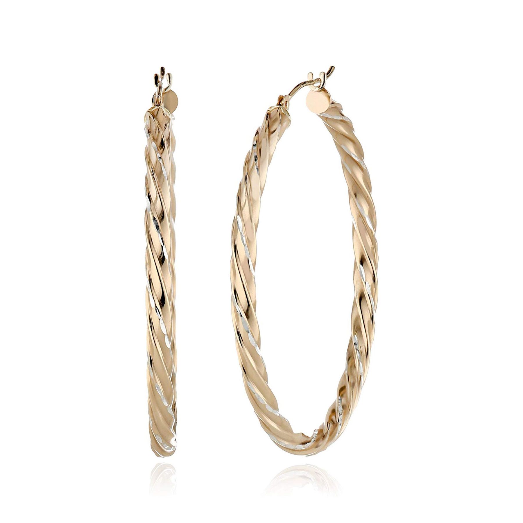 40 Mm Twisted Hoop Earrings In 14k Gold Bonded Sterling Silver 40 Mm Twisted Hoop Earrings In 14k Gold Bonded Sterling Silver