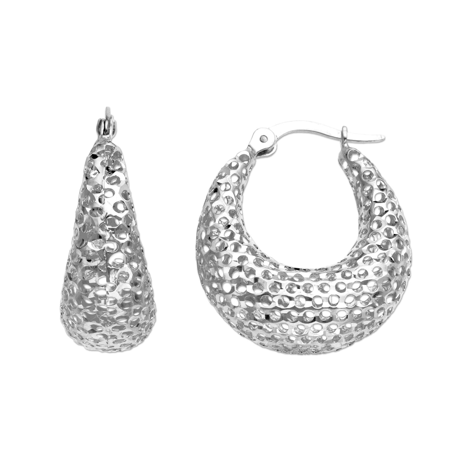 Eternity Gold Mesh Hoop Earrings In 14k White Mesh Hoop Earrings