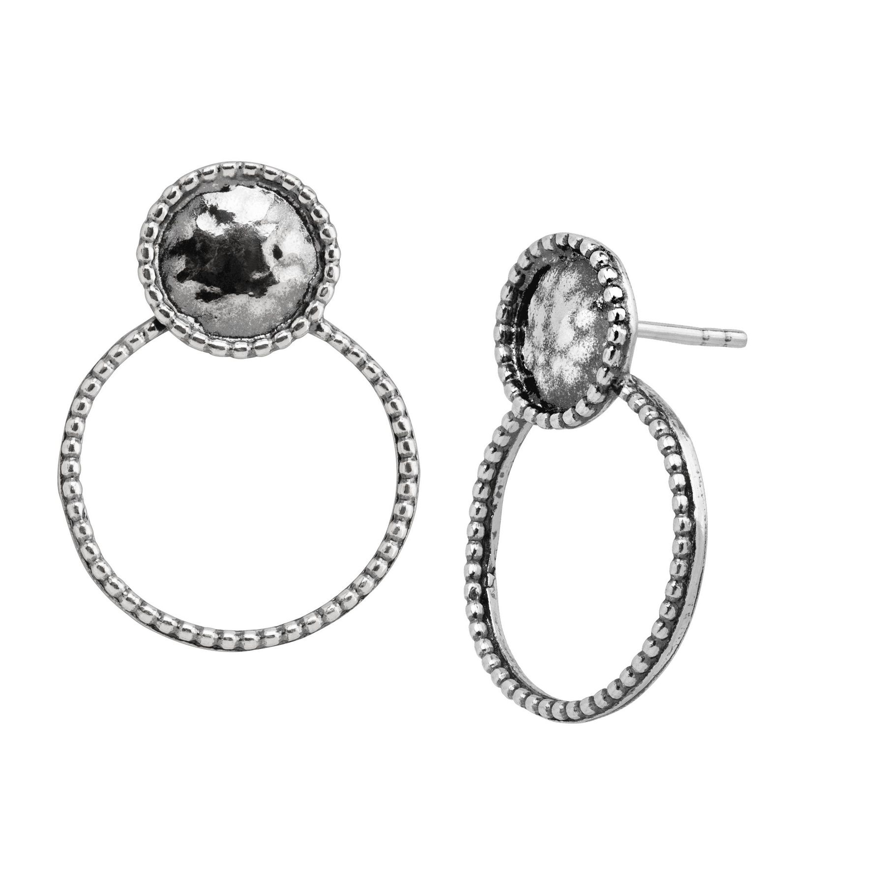 silver bead drop earrings