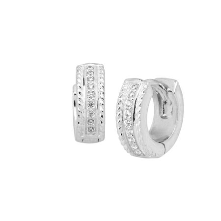 Silpada Soleil Textured Huggie Hoop Earrings With Cubic Zirconia Soleil Textured Huggie Hoops