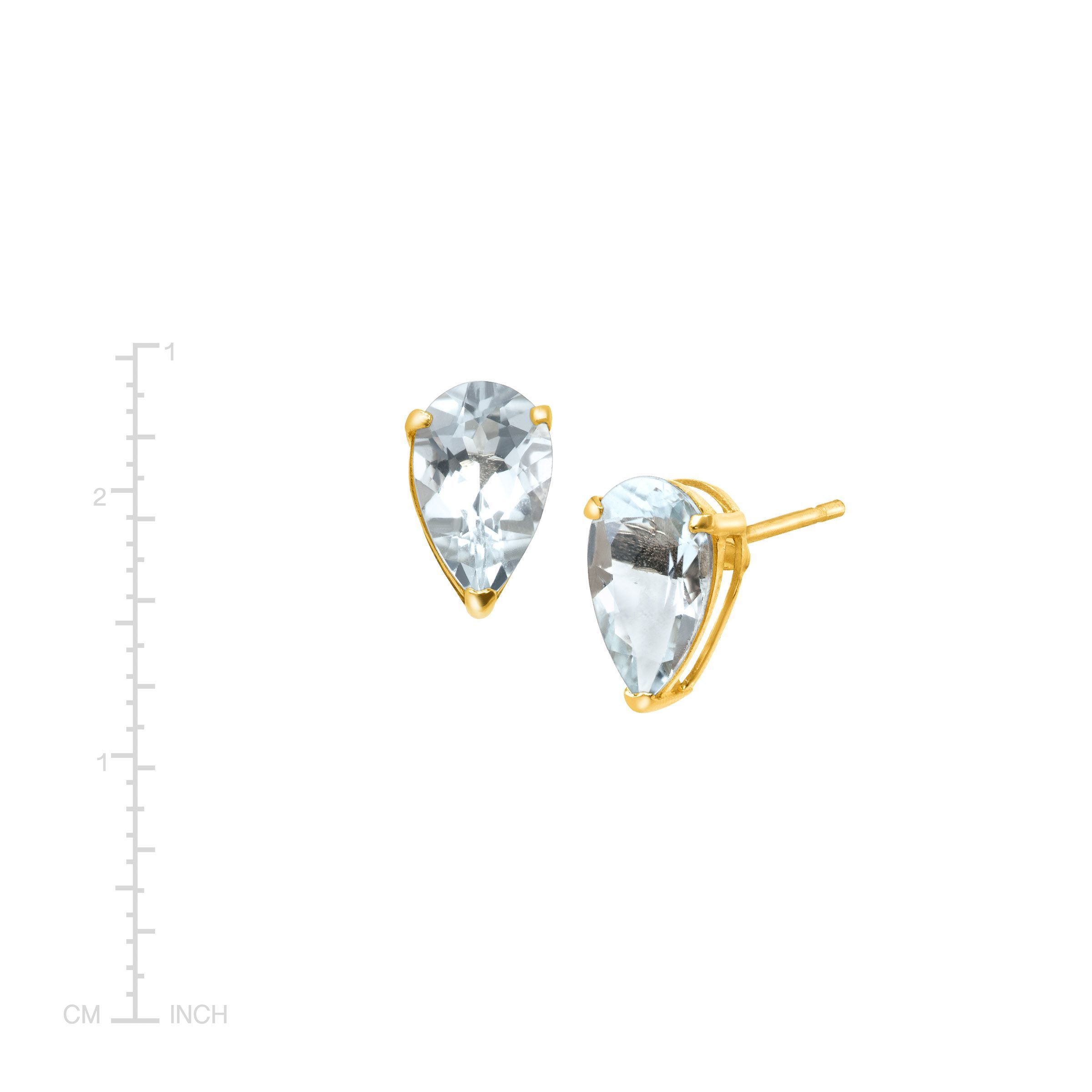 Details About 1 4 Ct Natural Aquamarine Pear Cut Stud Earrings In 10k Gold