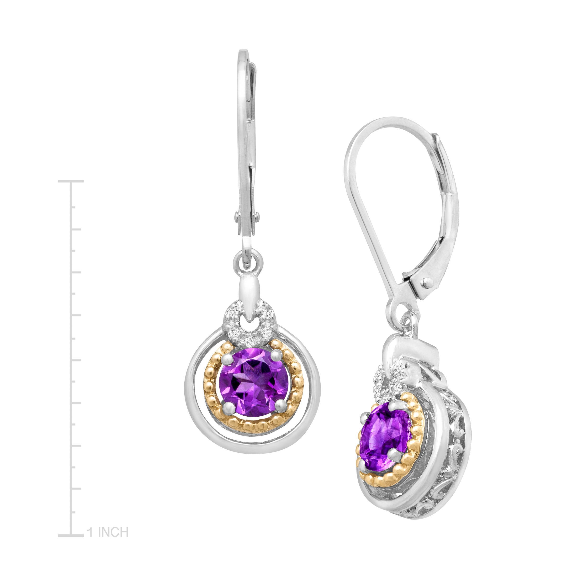 7 8 Ct Natural Amethyst Drop Earrings W Diamonds In Sterling Silver 7 8 Ct Natural Amethyst Drop Earrings W Diamonds In Sterling Silver 14k Gold
