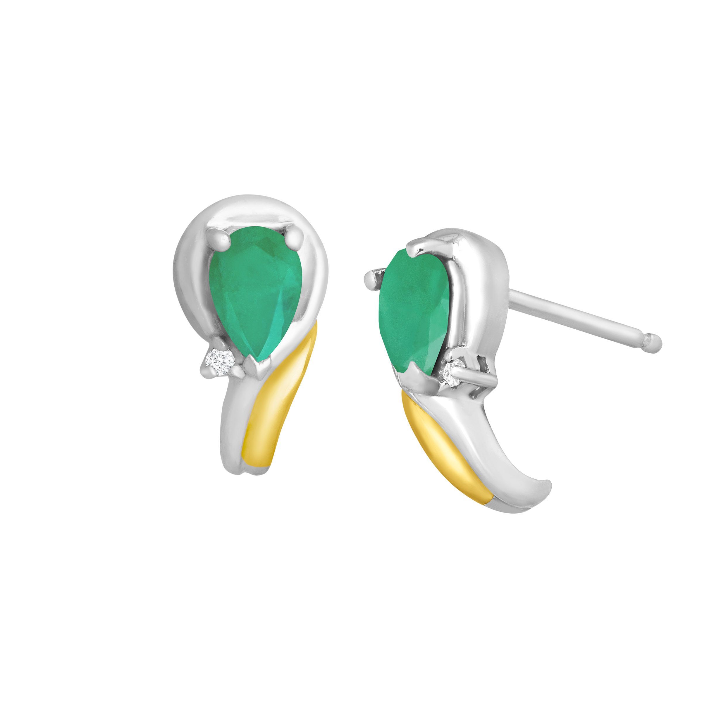 3 4 Ct Natural Emerald Earrings With Diamonds In Sterling Silver 3 4 Ct Natural Emerald Earrings With Diamonds In Sterling Silver 14k Gold