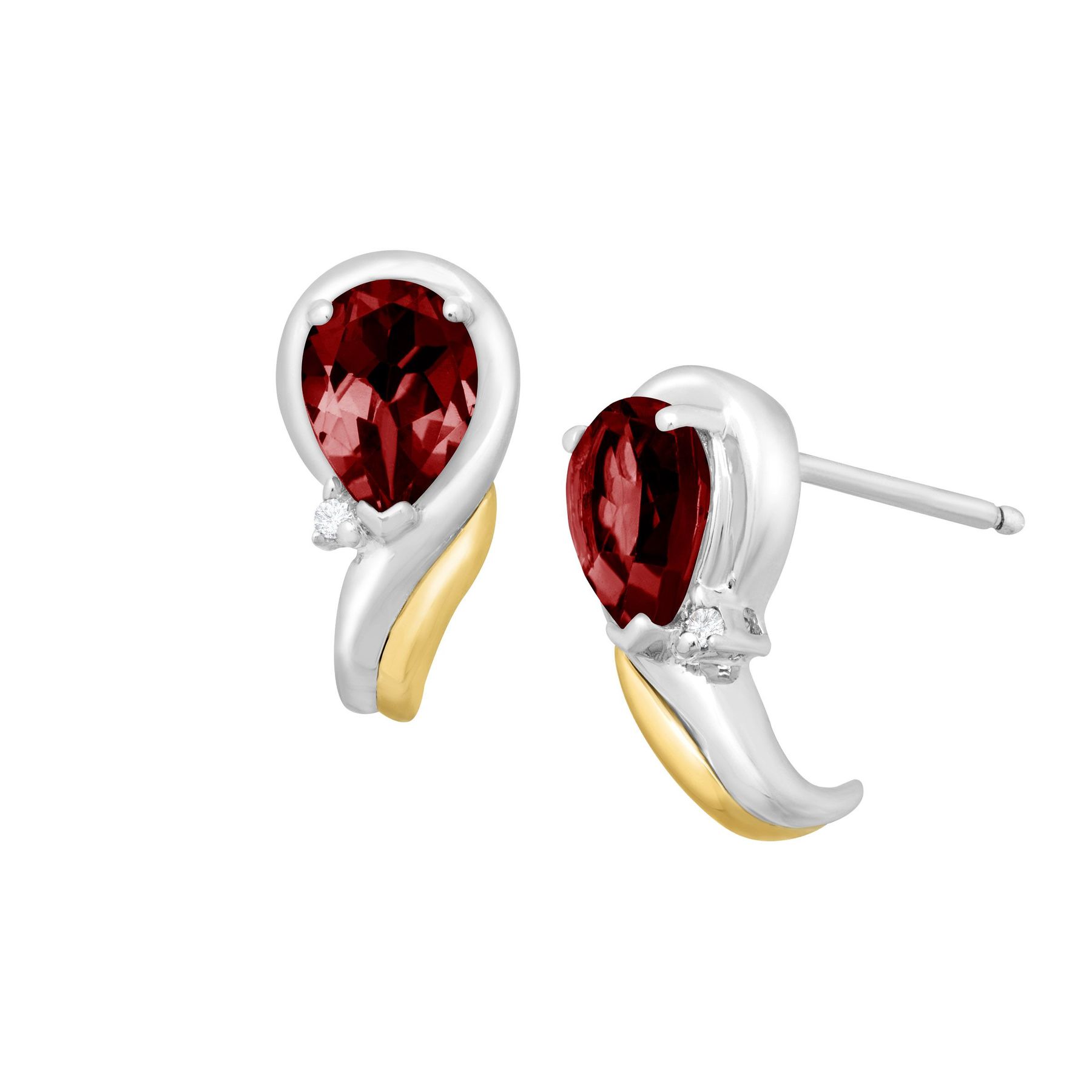 1 3 4 Ct Natural Garnet Earrings With Diamonds In Sterling Silver 1 3 4 Ct Garnet Earrings With Diamonds