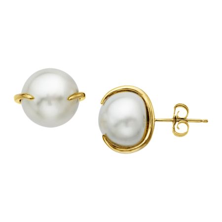 10 Mm Freshwater Pearl Stud Earrings In 14k Gold 10mm 10mm Pearl Stud Earrings