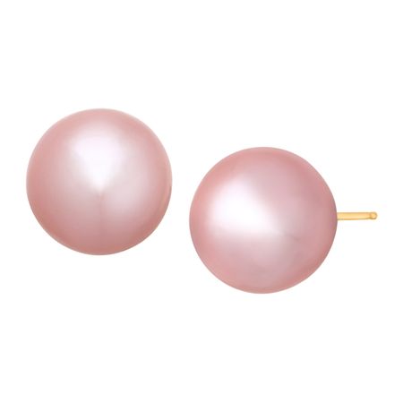Honora 13 14 Mm Pink Ming Freshwater Pearl Stud Earrings In 14k Gold 13 14 Mm Pink Ming Pearl Stud Earrings