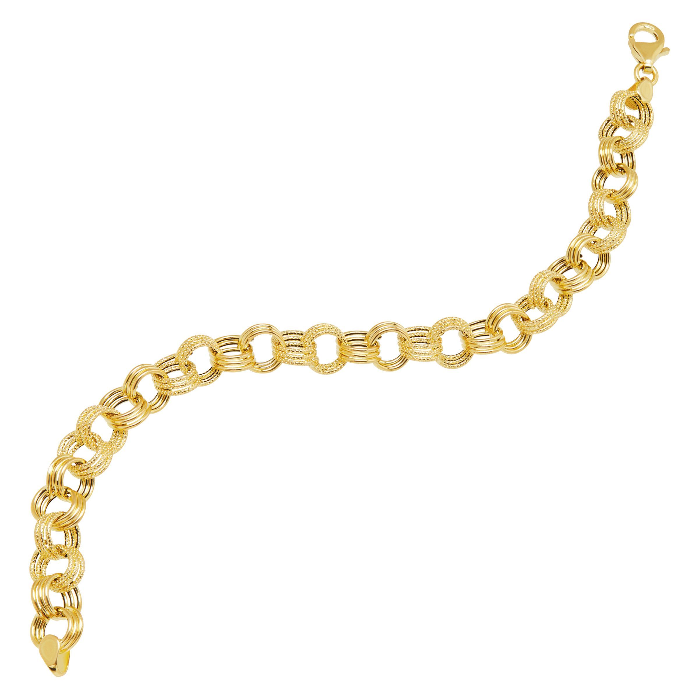 Eternity Gold Triple Rolo Link Chain Bracelet in 14K Gold 98087825234
