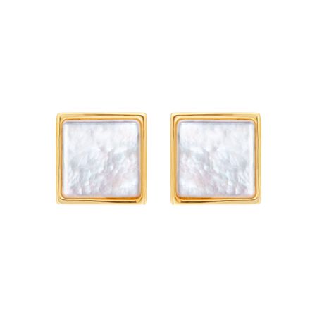 Honora Natural Square Mother Of Pearl Stud Earrings In 14k Gold Square Mother Of Pearl Stud Earrings
