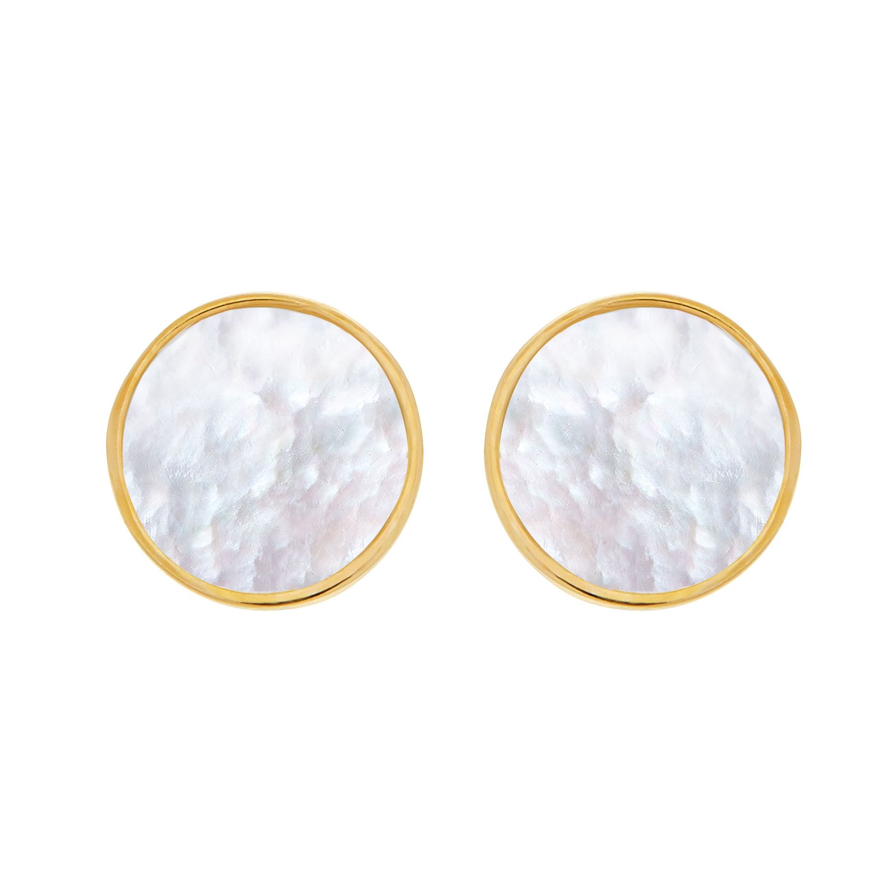 Honora Natural Round Mother Of Pearl Stud Earrings In 14k Gold Round Mother Of Pearl Stud Earrings