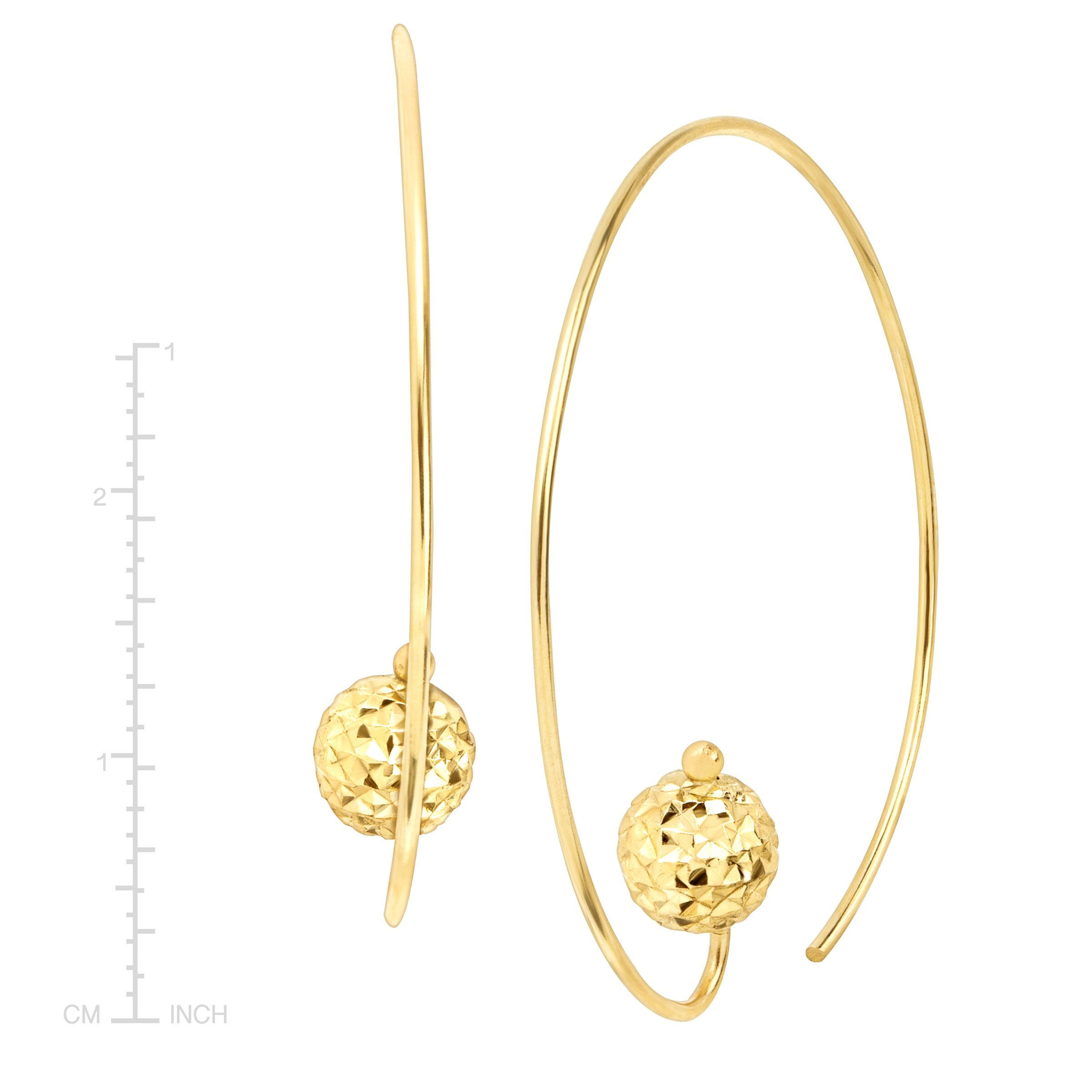 Eternity Gold Wire Hoop Earrings With Textured Bead In 14k Ebay Eternity Gold Wire Hoop Earrings With