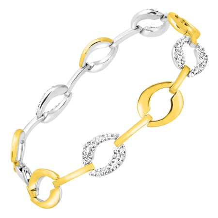 Crystaluxe Oval Link Bracelet With Crystals In 14k Gold Bonded Oval Link Bracelet With Swarovski Crystals