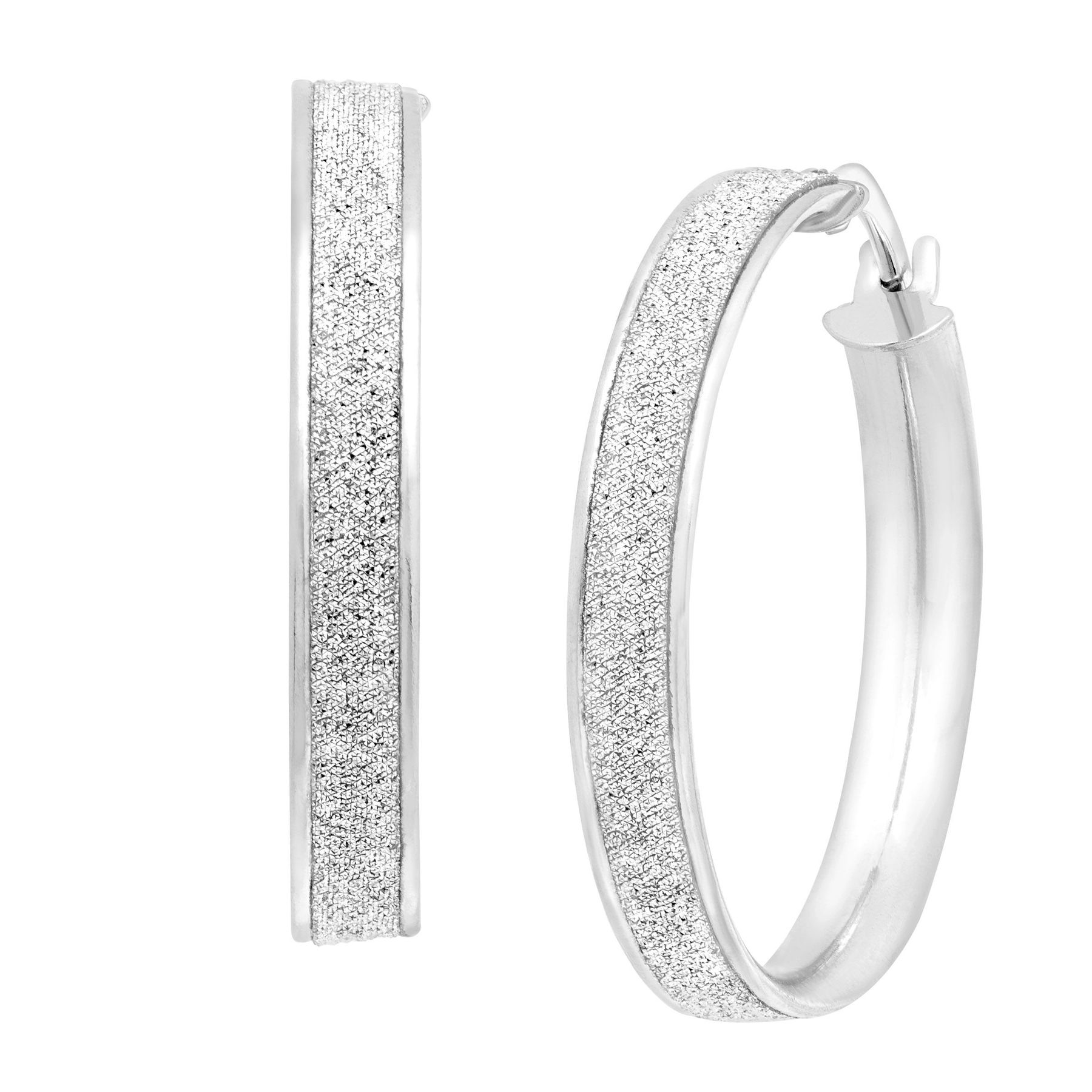 Glitter Hoop Earrings In Sterling Silver Glitter Hoop Earrings