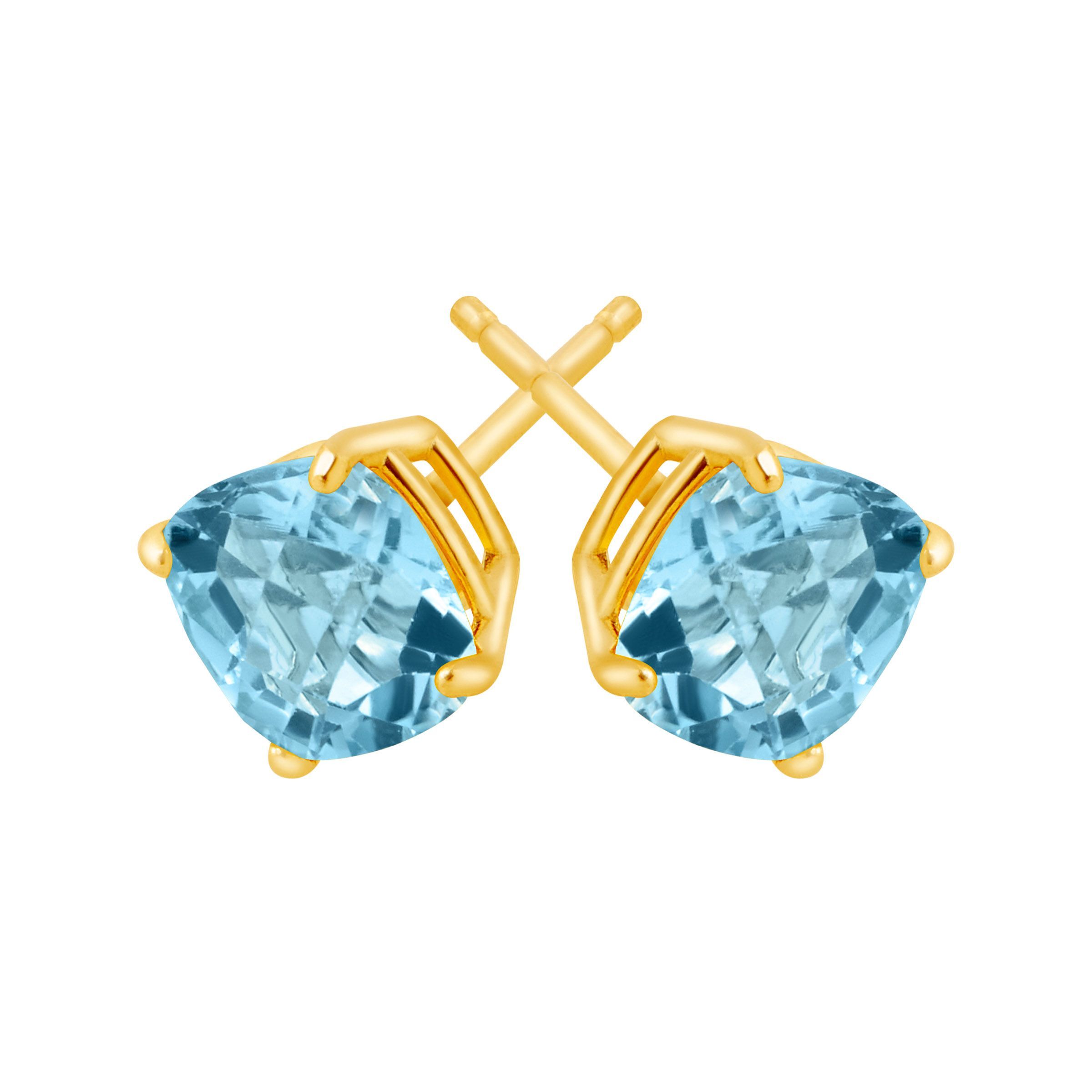 1 34 Ct Cushion Cut Natural Swiss Blue Topaz Earrings In 14k Gold