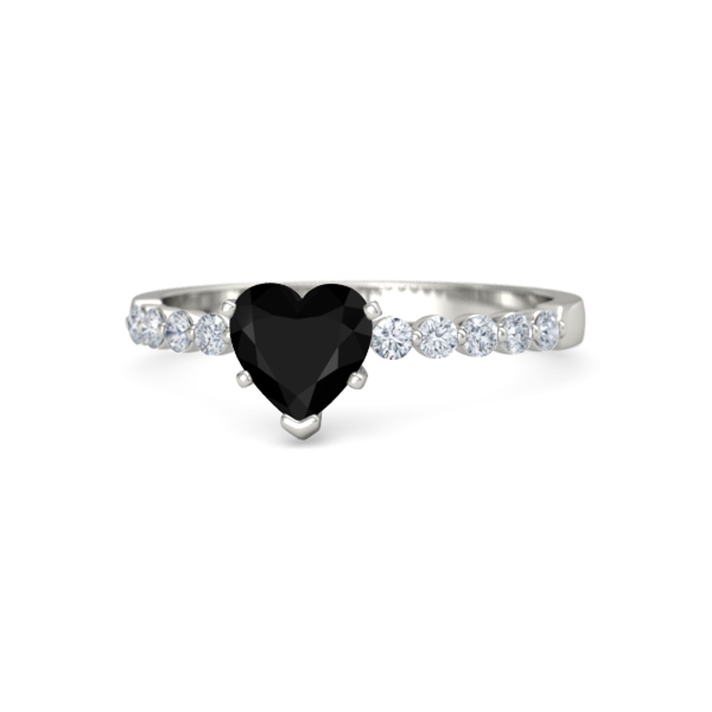 Heart Black Onyx 10k White Gold Ring With Diamond Mariana Ring Gemvara