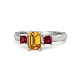 Emerald Citrine 14K White Gold Ring 