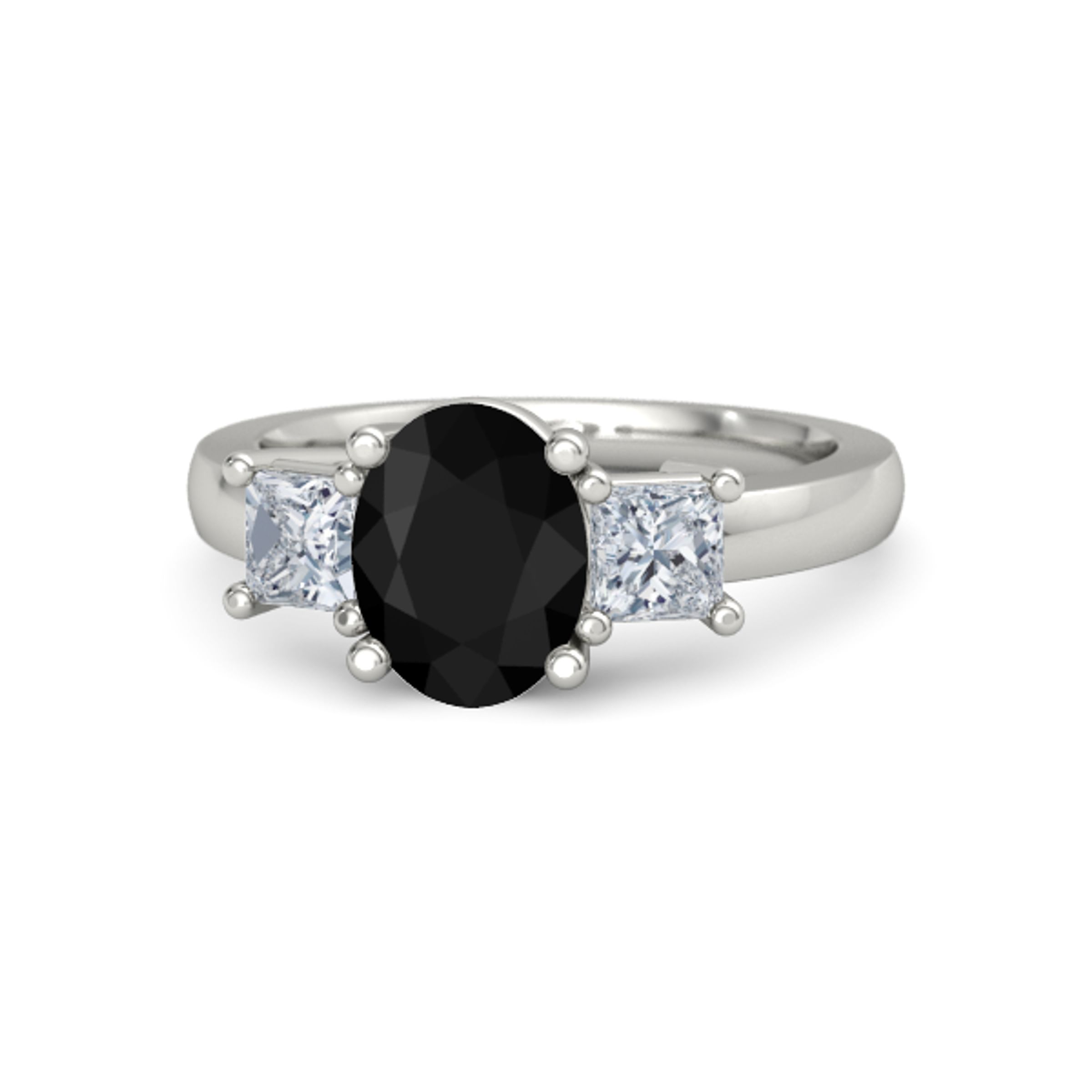 Oval Black Onyx 18k White Gold Ring With Diamond Hannah Ring Gemvara