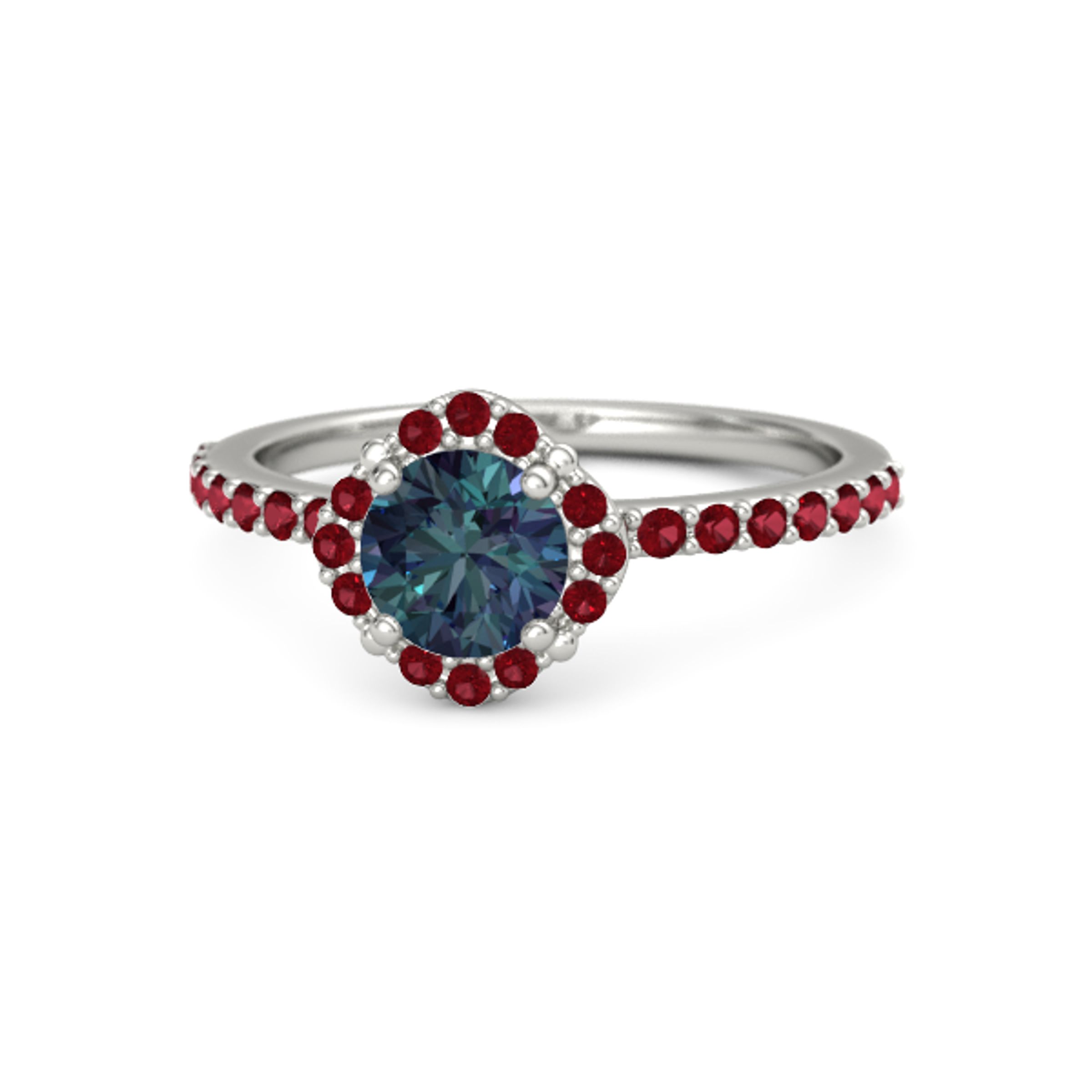 Round Lab Alexandrite Platinum Ring 