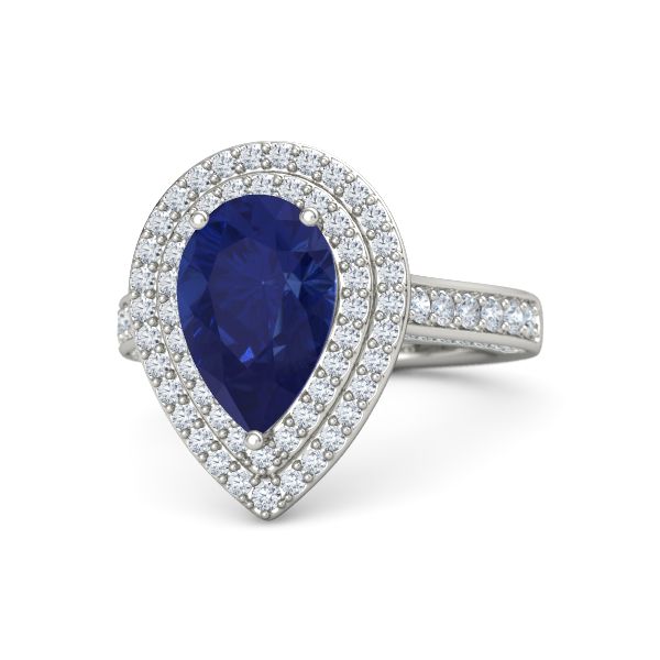 14kt Gold Lab Sapphire and Diamond 6x4mm Pear Pear Bowtie Ring 14kt Gold Lab Sapphire and Diamond 6x4mm Pear Pear Bowtie Ring