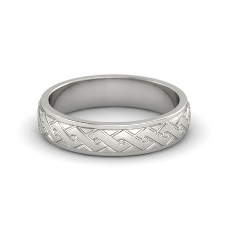 14k White Gold Ring Satin Finish Aztec Band 5mm Band Gemvara