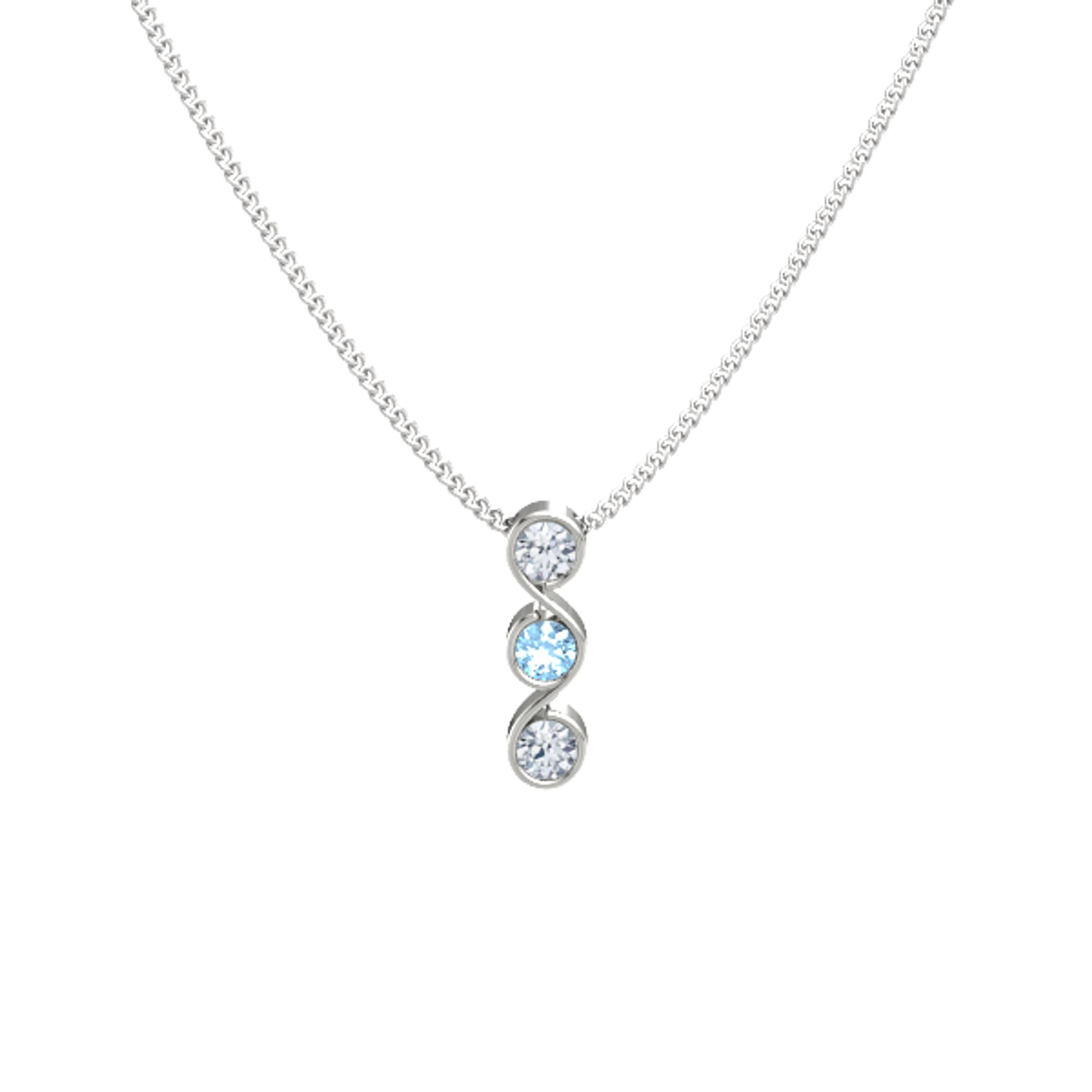 Round Blue Topaz 14K White Gold Pendant 