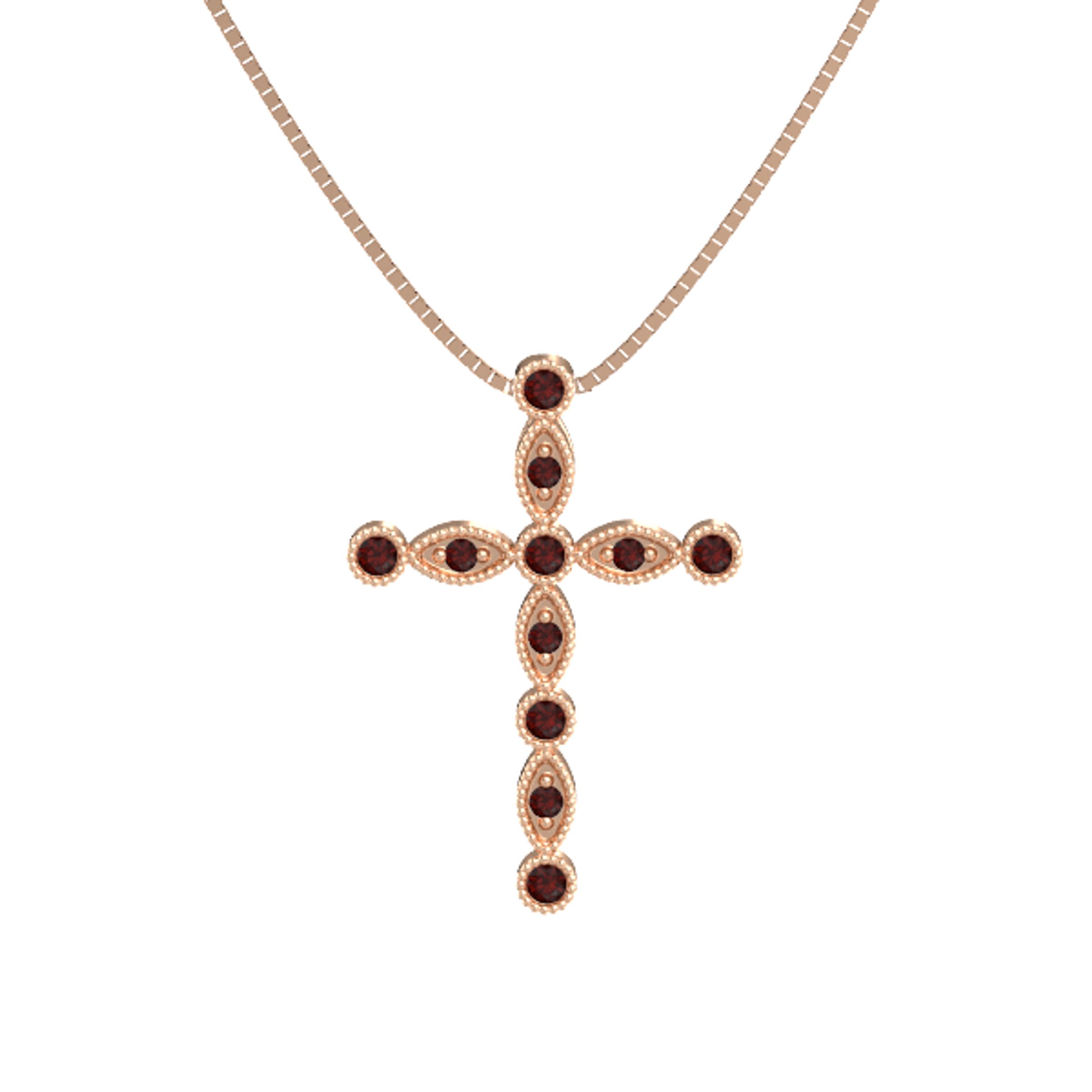 Round Red Garnet 14K Rose Gold Pendant 