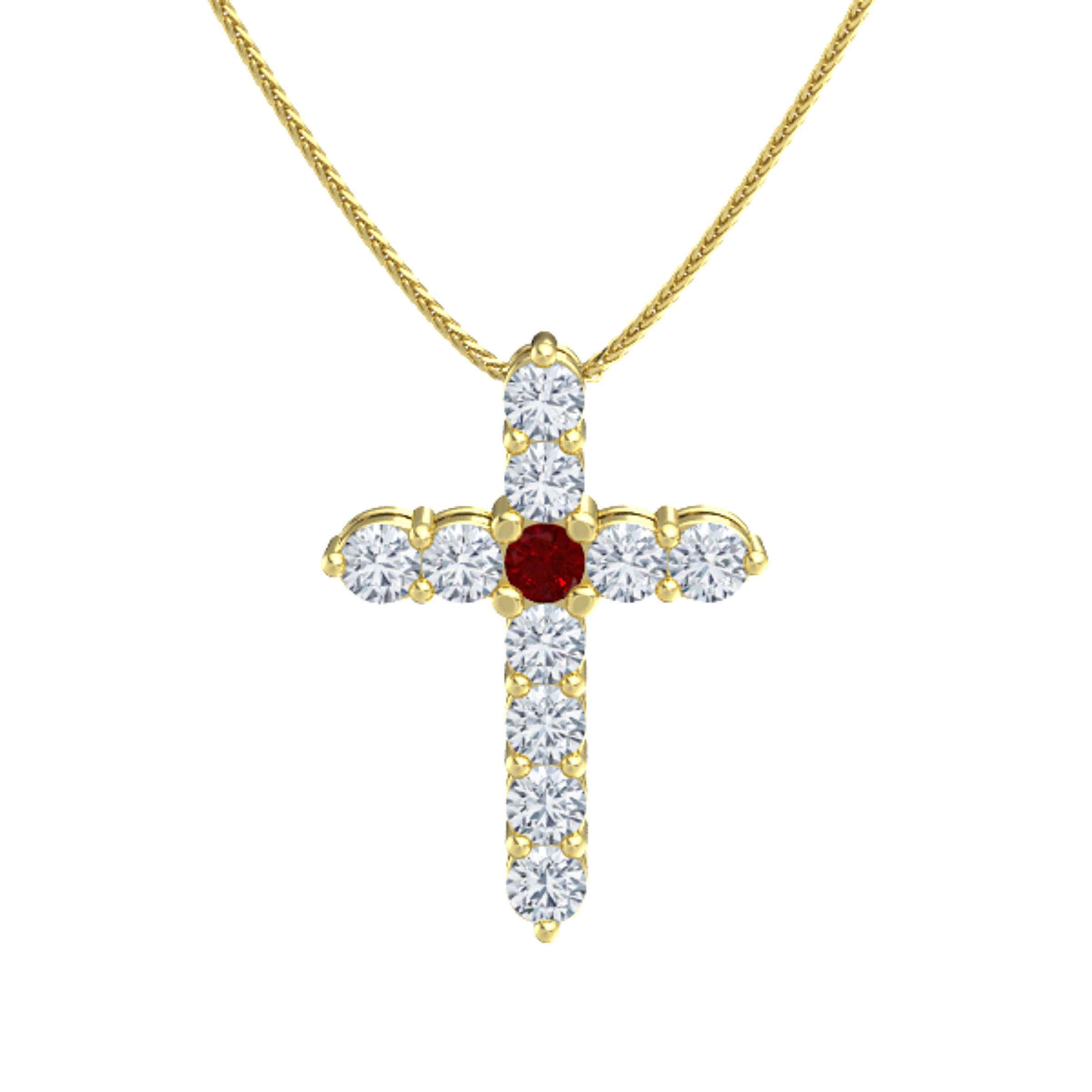 Round Ruby 14K Yellow Gold Pendant with 