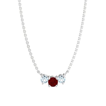 Round Ruby Sterling Silver Pendant with 
