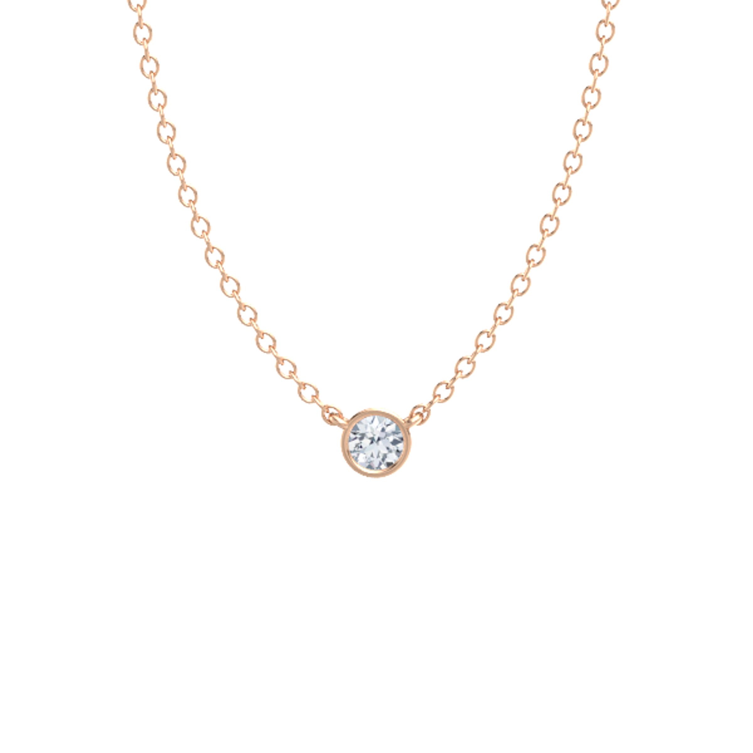Round Diamond 14K Rose Gold Pendant 
