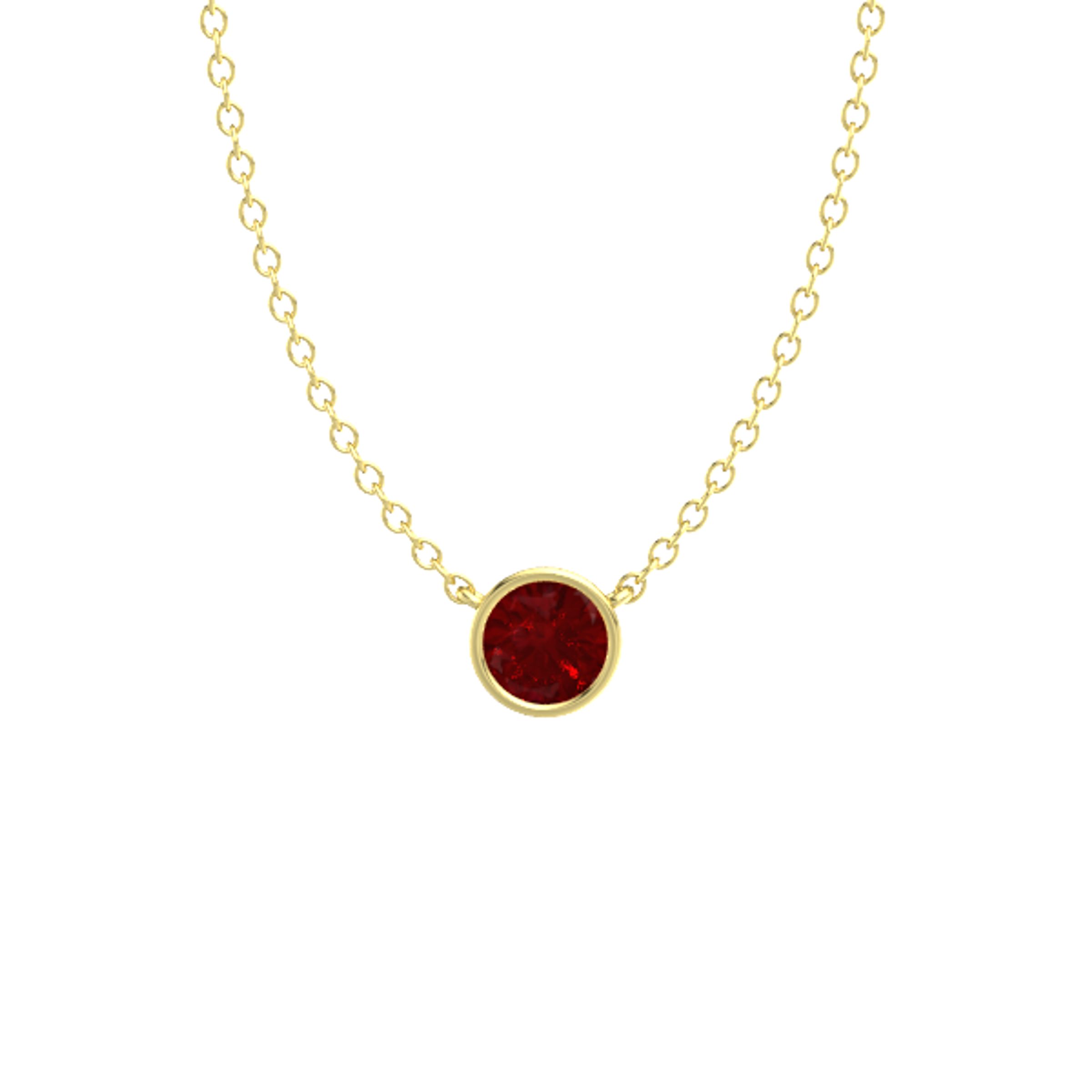 Round Ruby 14K Yellow Gold Pendant 
