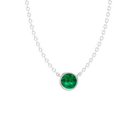 Round Emerald Sterling Silver Pendant 