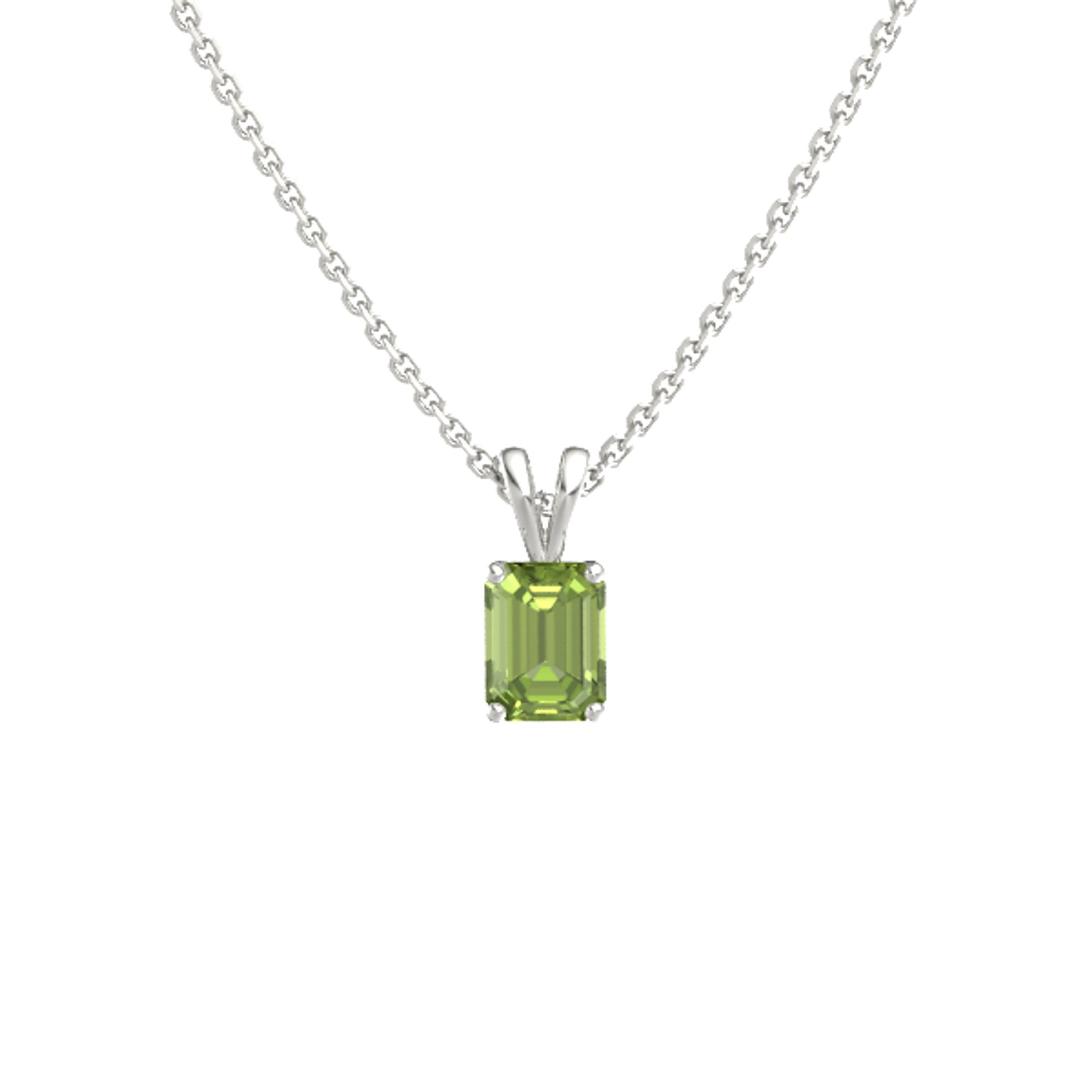 Emerald Peridot 14K White Gold Pendant 