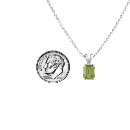 Emerald Peridot 14K White Gold Pendant 