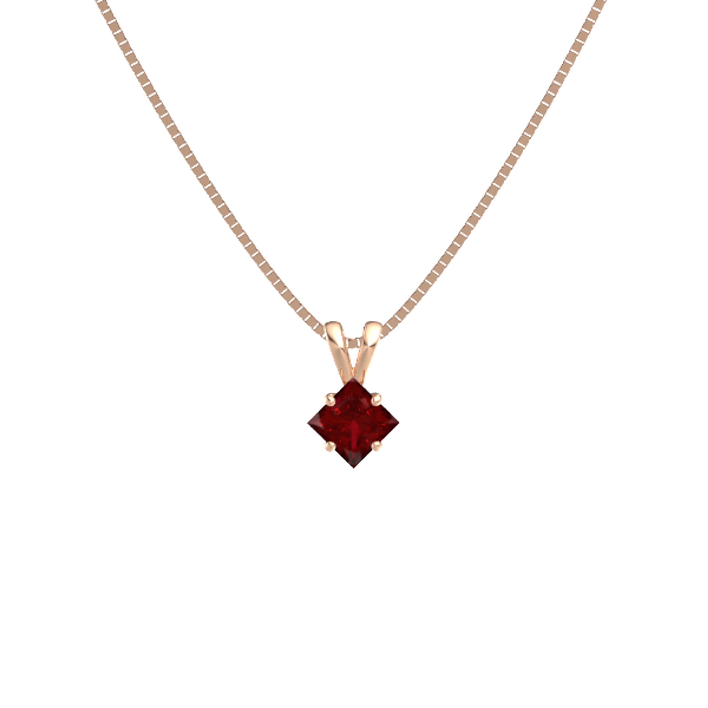 Princess Lab Ruby 14K Rose Gold Pendant 
