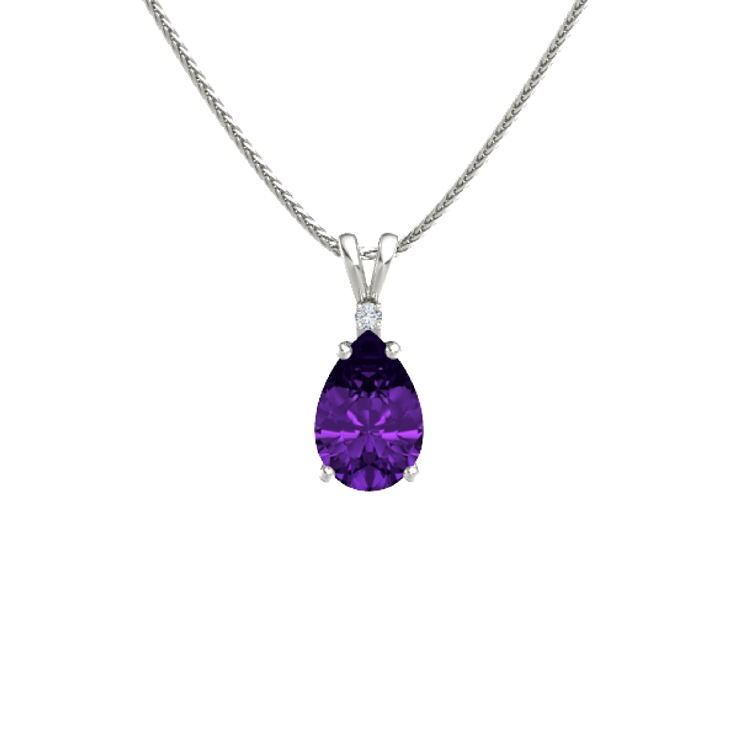 Pear Amethyst 14K White Gold Pendant 