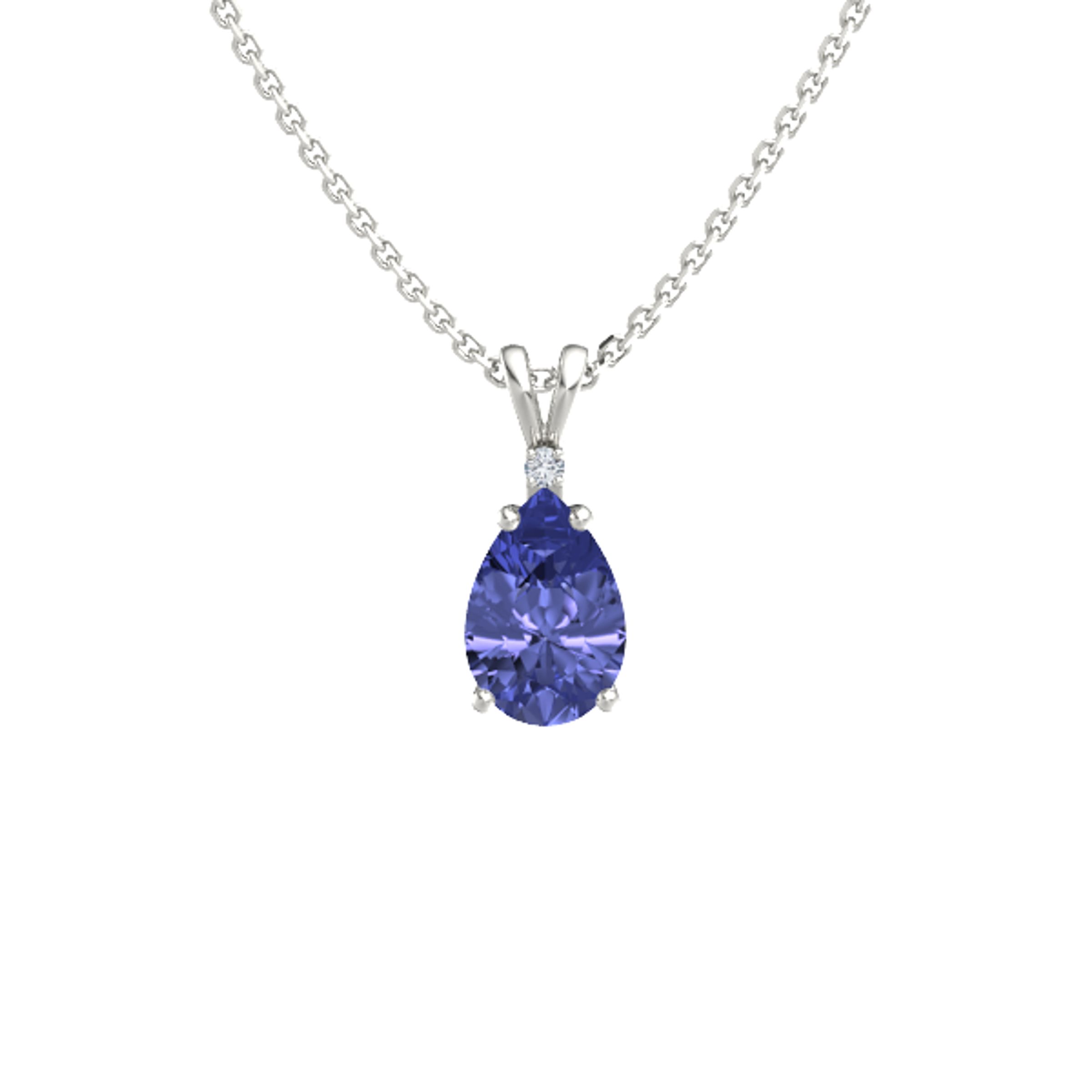 Pear Tanzanite 14K White Gold Pendant 