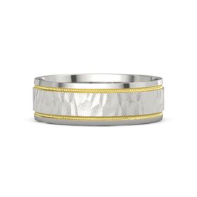 Men&rsquo;s Textured Ridge Two-Tone Band, 7MM