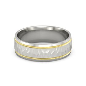 Men&rsquo;s Textured Ridge Two-Tone Band, 7MM