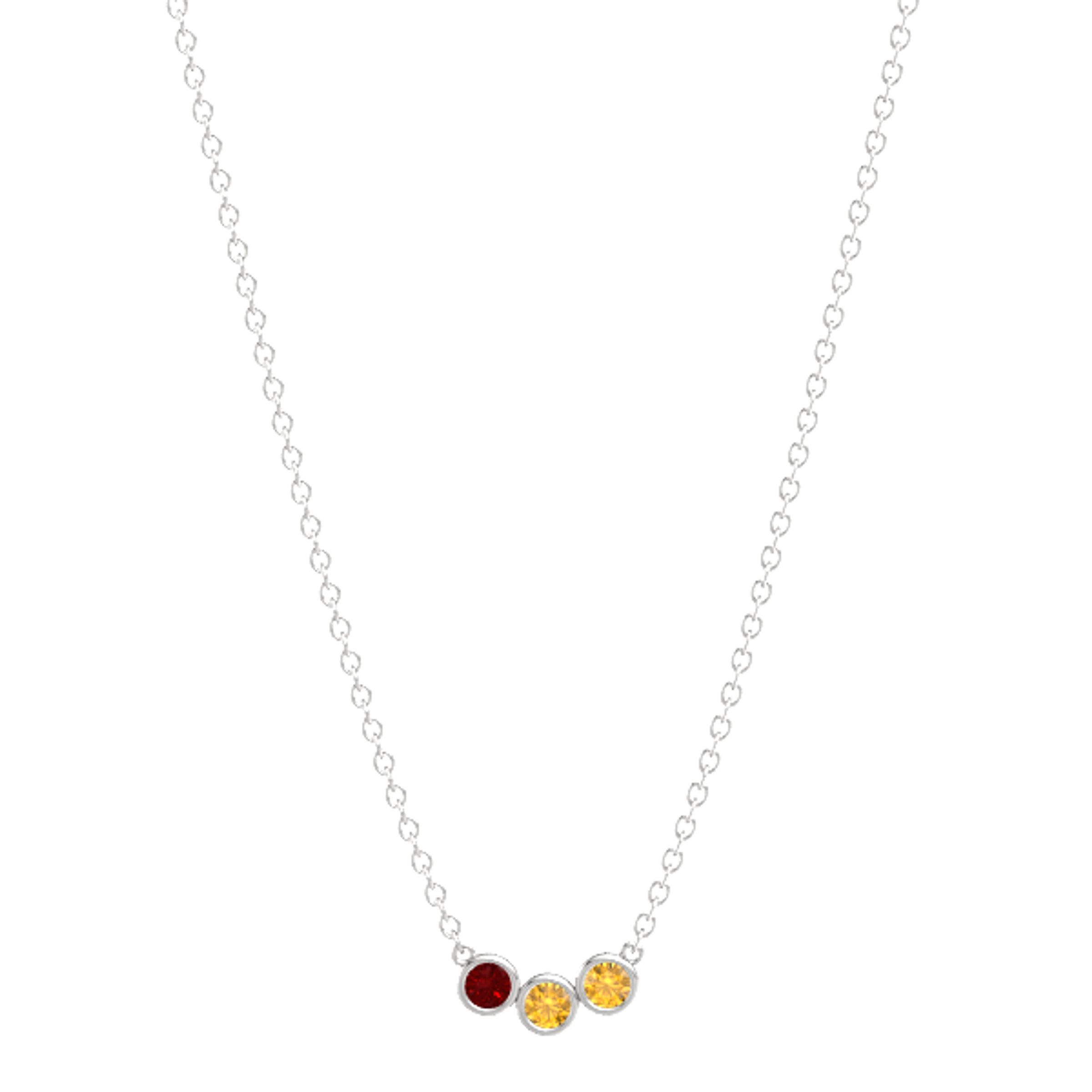 Round Citrine Sterling Silver Pendant 