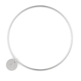 Initial Gem Disc Charm Bangle