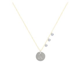 Initial Triple Gem Disc Necklace