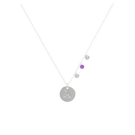 Initial Triple Gem Disc Necklace