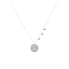 Initial Triple Gem Disc Necklace