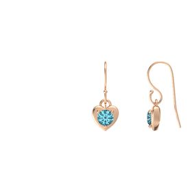 honjejewelry Stud Earrings Round Rose Gold Plated Silver London Blue Topaz cz for Women 1 Pair