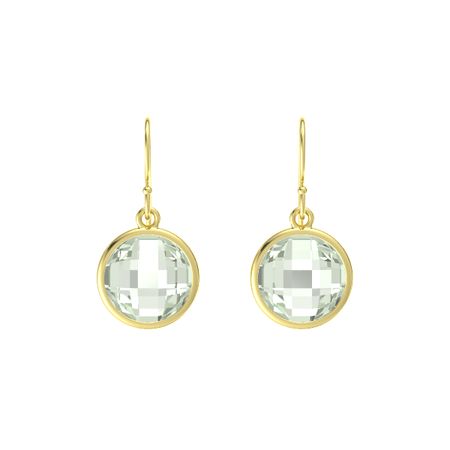 Round Briolettes Green Amethyst 14k Yellow Gold Earring Bold Bold Round Drop Earrings