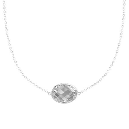Oval Briolettes Rock Crystal Sterling Silver Pendant Bold East West Oval Necklace Gemvara