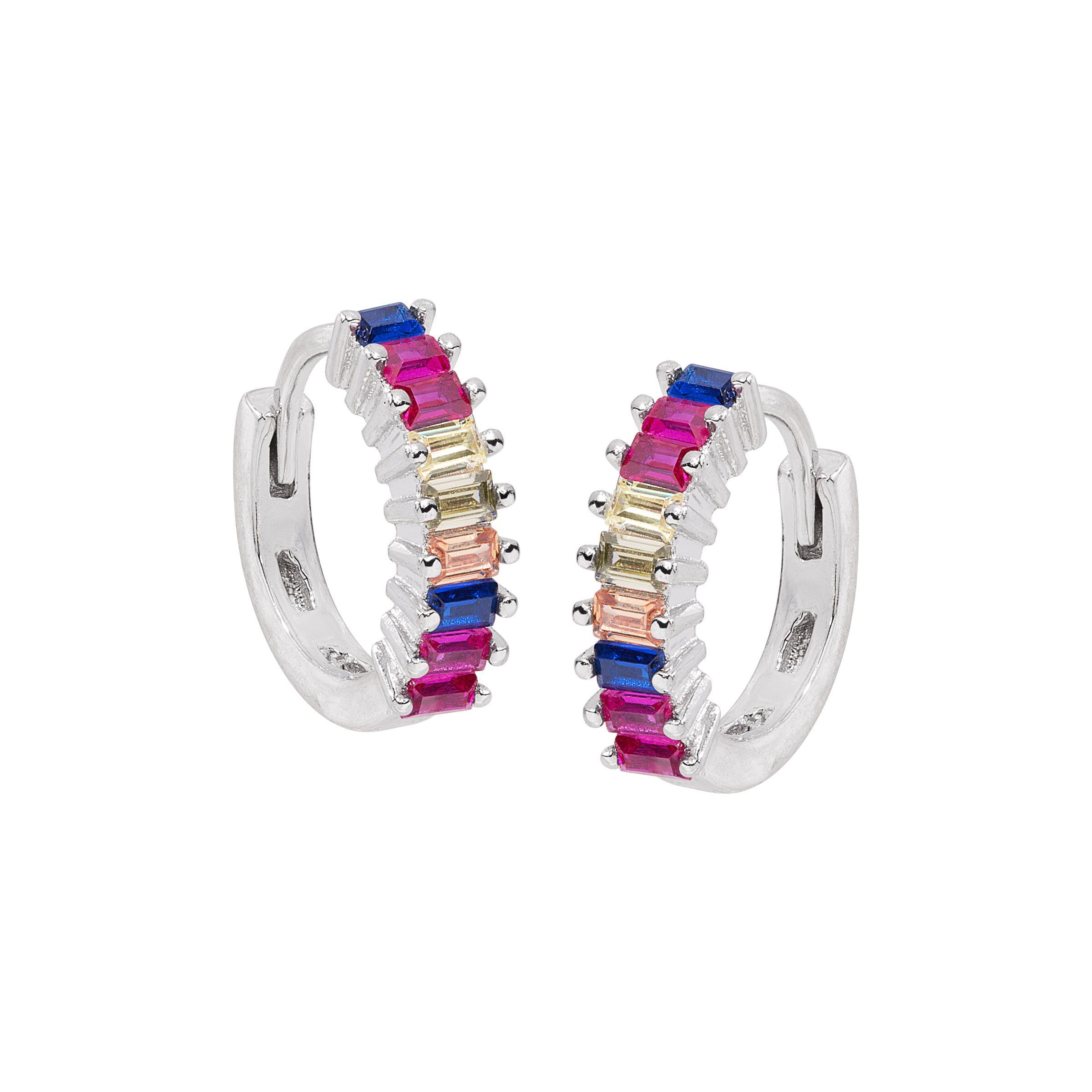 Rainbow Cubic Zirconia Huggie Hoop Earrings in Sterling Silver eBay