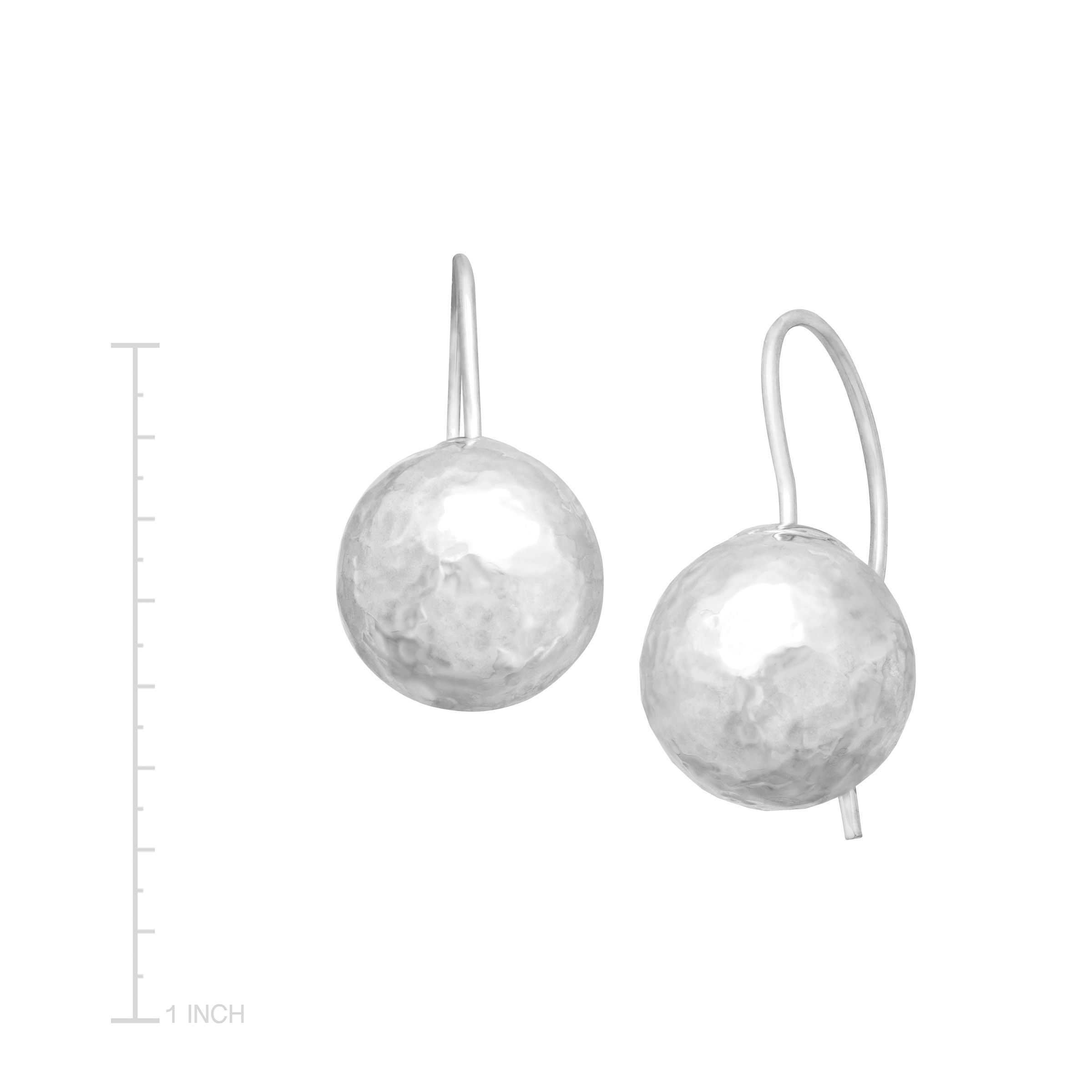 Eternity Gold Hammered Ball Drop Earrings in 14K White Gold